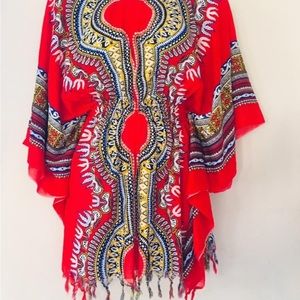Red and Yellow Graphic Boxy Tunic